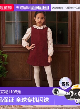 欧洲直邮Bonpoint小樱桃 Jolla女童红色灯芯绒樱桃刺绣连衣裙