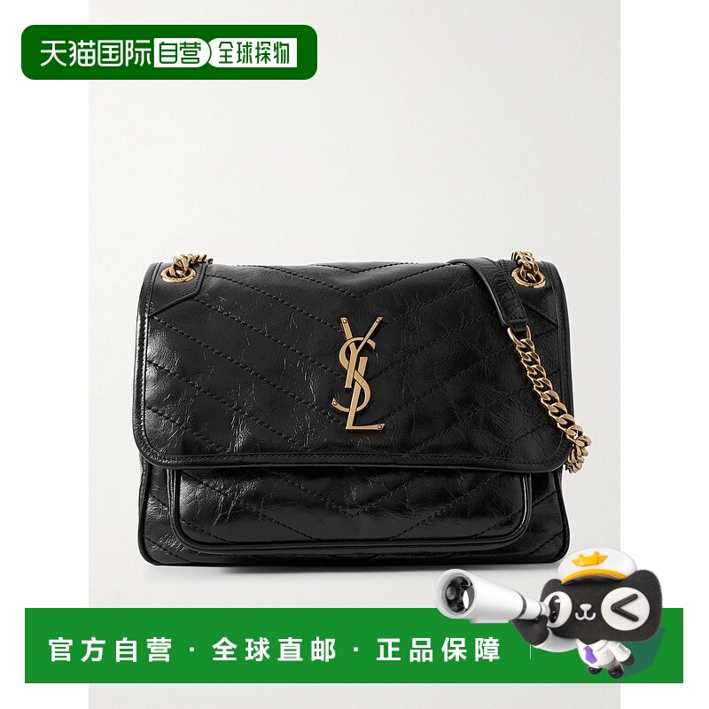香港直邮Saint Laurent 圣罗兰 女士 Niki 中号褶皱漆皮肩包 6331