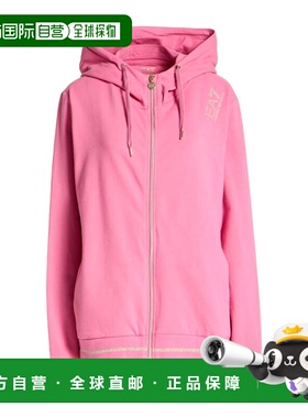 1h可退 香港直邮Ea7 女士 连帽运动衫 pink粉色 舒适时尚卫衣帽衫