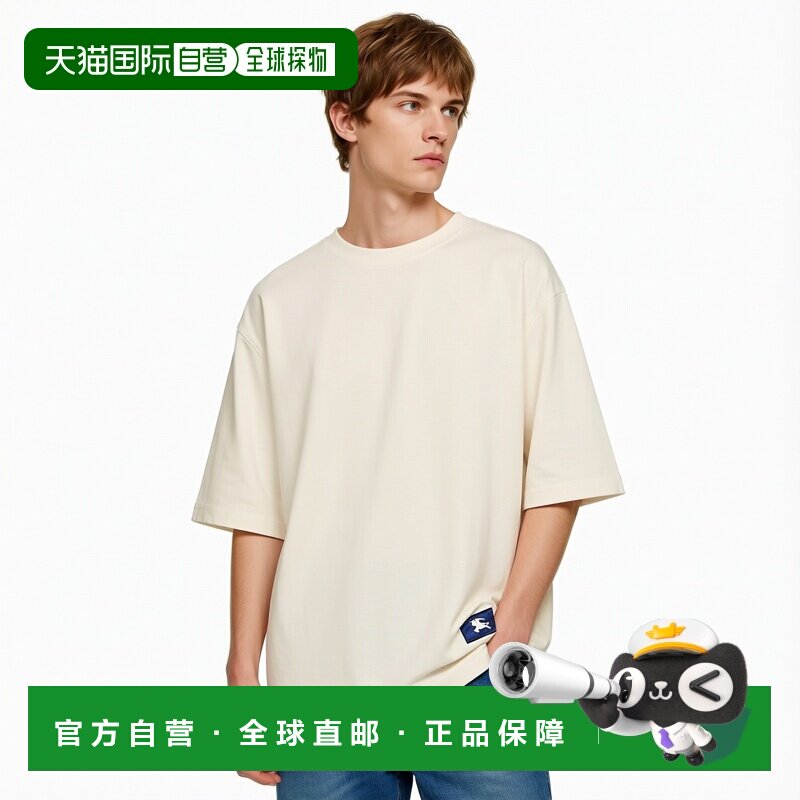 自营欧洲直邮BURBERRY博柏利男士马术骑士徽标贴花圆领T恤男装