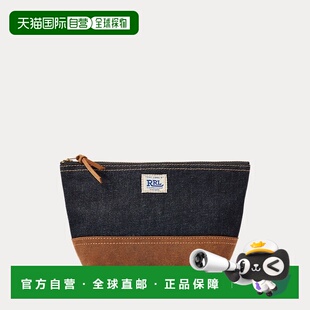 自营欧洲直邮RALPH LAUREN拉夫劳伦RRL绒面革边饰牛仔布小袋