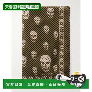 香港直邮mcqueen 亚历山大 麦昆 女士 印花泡泡纱真丝缎围巾 8670