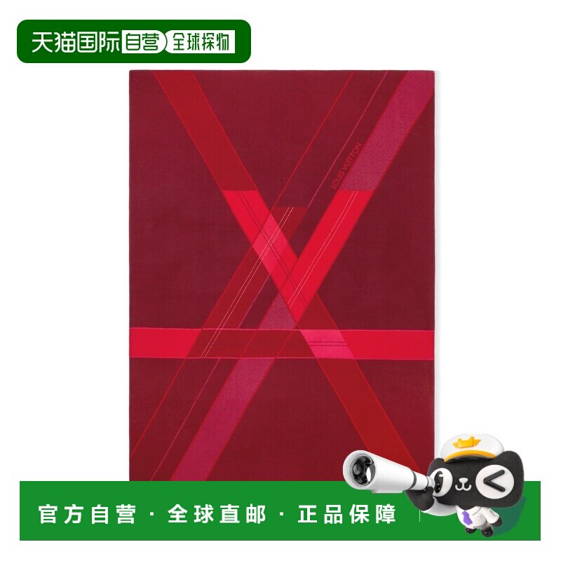 自营欧洲直邮LV路易威登 Echo红色羊毛艺术图案披肩毛毯男女通用