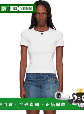 1h可退 香港直邮Courreges 女士 白色 Signature Contrast T 恤 1