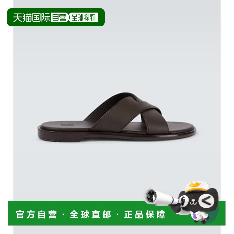 1h可退 香港直邮Zegna 杰尼亚 男士 皮质凉鞋 brown棕色 舒适时尚