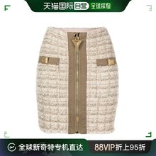 粗花呢半身裙 巴尔曼 AF1LB012KD77高腰 女士 香港直邮Balmain