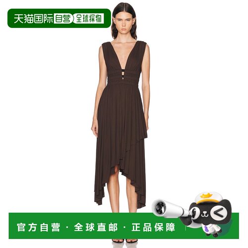 香港直邮alaia 女士 V领中长连衣裙 AA9R3042J090C