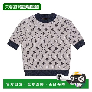 女士象牙白色 自营GUCCI Aria系列 22年秋冬新款 蓝色棉质混 古驰