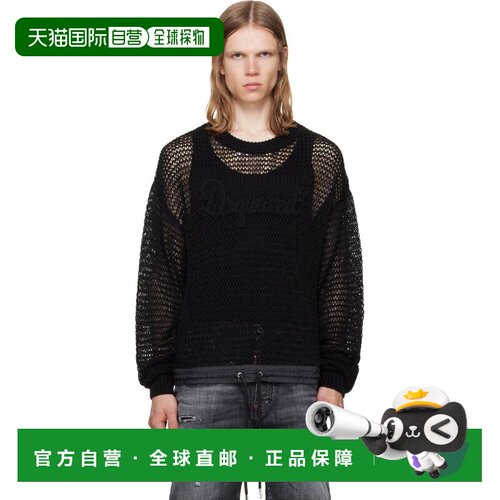 香港直邮Dsquared2 二次方 男士 黑色 Signature Open Work 针织
