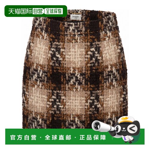 Saint Laurent 格纹粗花呢迷你裙 876874Y3L77半【付后1h可退】