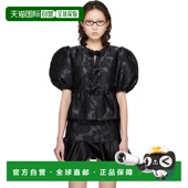 女士 香港直邮GANNI 1h可退 Peplum 甘尼 Satin 上装 黑色 Tie