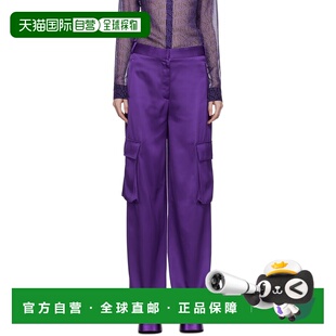 1h可退 香港直邮versace 范思哲 女士 紫色 Wide-Leg 长裤 100984