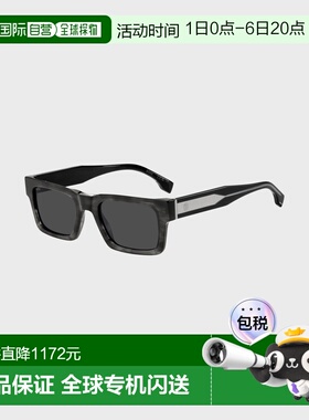 自营欧洲直邮Hugo Boss 男士深灰色醋酸纤维双B字母交织标识太阳