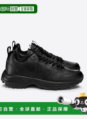 自营欧洲直邮VEJA Venturi系列黑色棉制仿皮V标识运动鞋 男女通用