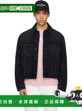 1h可退 香港直邮Balmain 巴尔曼 男士 黑色褪色牛仔夹克 GH1TC330