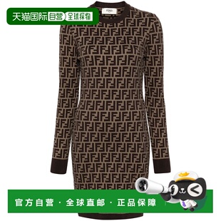 FZDC83ASJT时尚 香港直邮Fendi 棕色包臀裙连衣裙 女士 芬迪