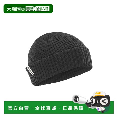 自营欧洲直邮Salomon Docker黑色腈纶保暖针织帽男女通用萨洛蒙