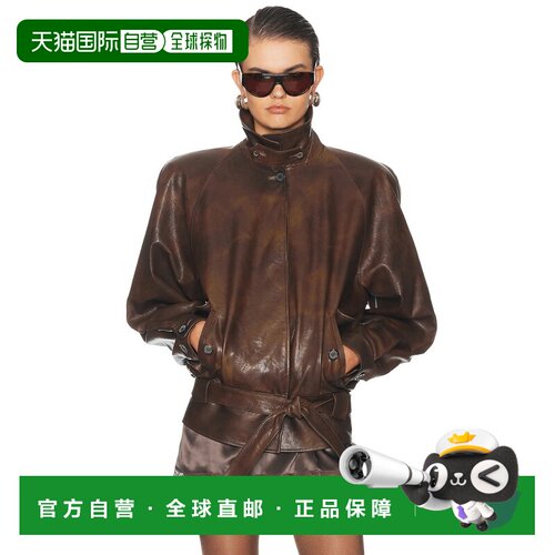 1h可退 香港直邮magda butrym 女士 皮革夹克 474526 brown棕色