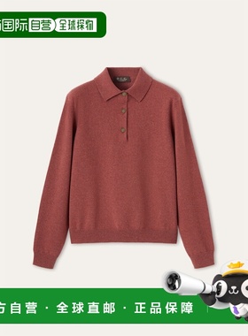 自营欧洲直邮Loro Piana 女士红色婴儿羊绒Polo衫
