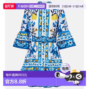 香港直邮FARM blue蓝色 RIO 花朵棉质迷你连衣裙 舒 女士 1h可退