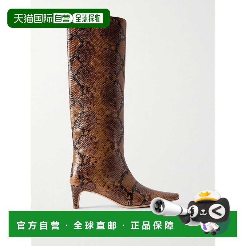 1h可退 香港直邮Staud 女士 Wally 蛇皮质感及膝靴子 F25F1025SKS
