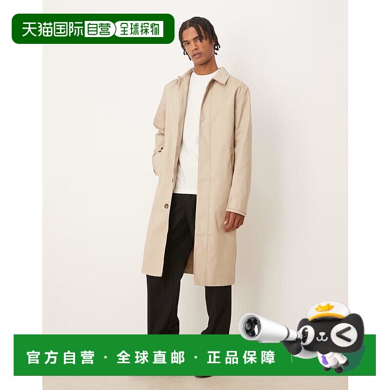 1h可退 香港直邮ASOS 男士 设计石头色风衣 brown棕色 舒适时尚