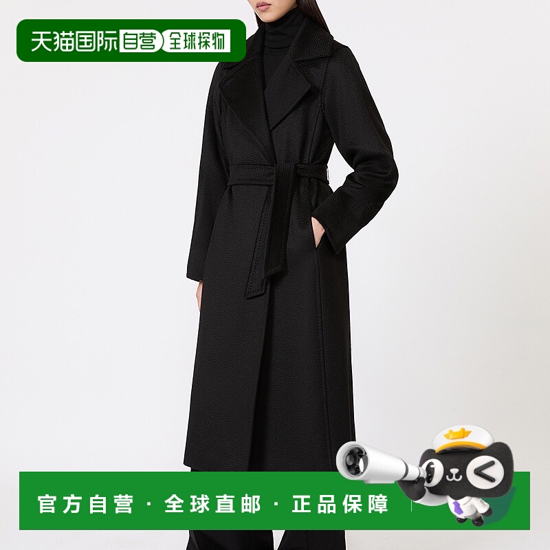 自营欧洲直邮MAX MARA经典女士黑色Manuela休闲奢华大衣