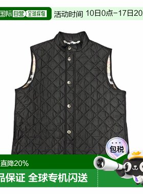 自营Burberry/博柏丽 男士黑色聚酰胺单排扣压纹马甲新款