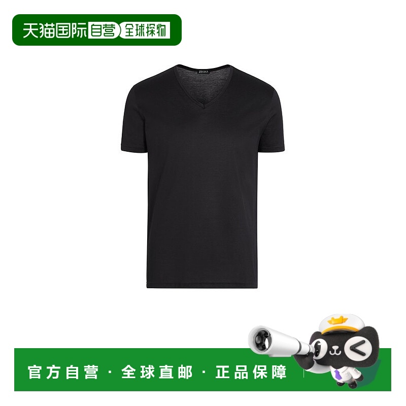 1h可退 香港直邮Zegna 杰尼亚 男士 V領短袖T卹 N2M80011001