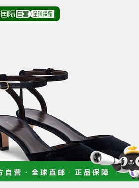 1h可退 香港直邮The Row 女士 Carla 45 天鹅绒浅口鞋 black黑色