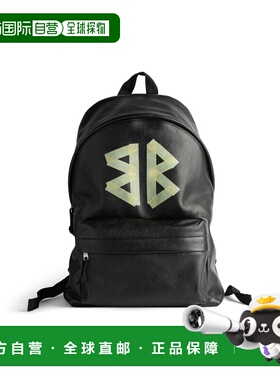 自营欧洲直邮Balenciaga巴黎世家 Explorer男士黑色小牛皮B标识双