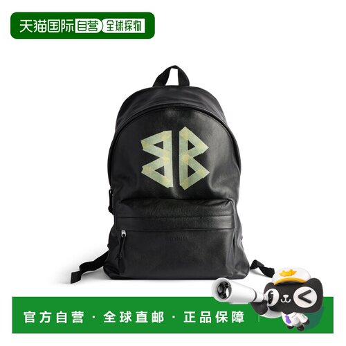 自营欧洲直邮Balenciaga巴黎世家 Explorer男士黑色小牛皮B标识双