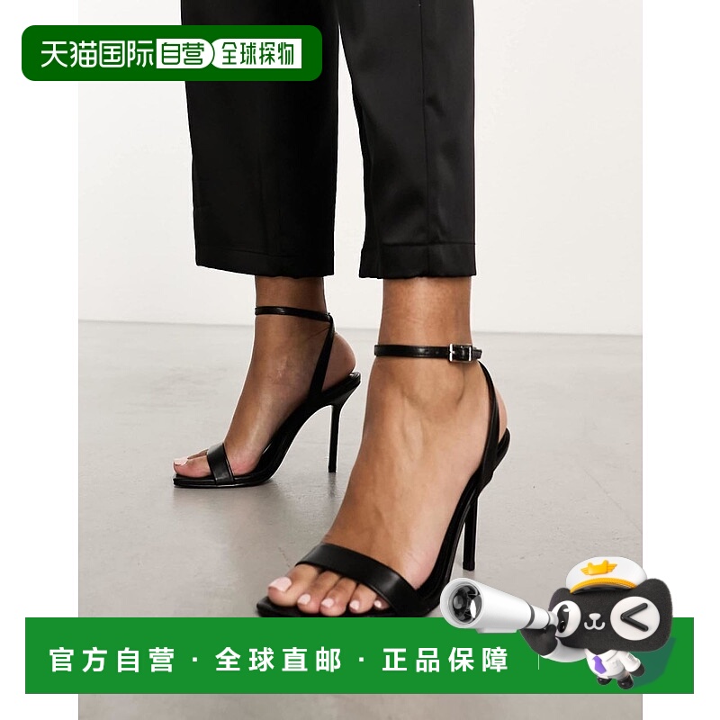 香港直邮ASOS 女士 Nali barely there PU 设计宽版高跟凉鞋(黑色