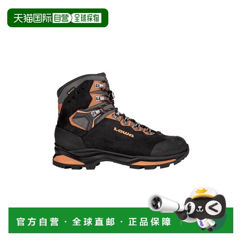 自营欧洲直邮Lowa Camino男士黑色/橙色皮革防水高帮徒步鞋户外