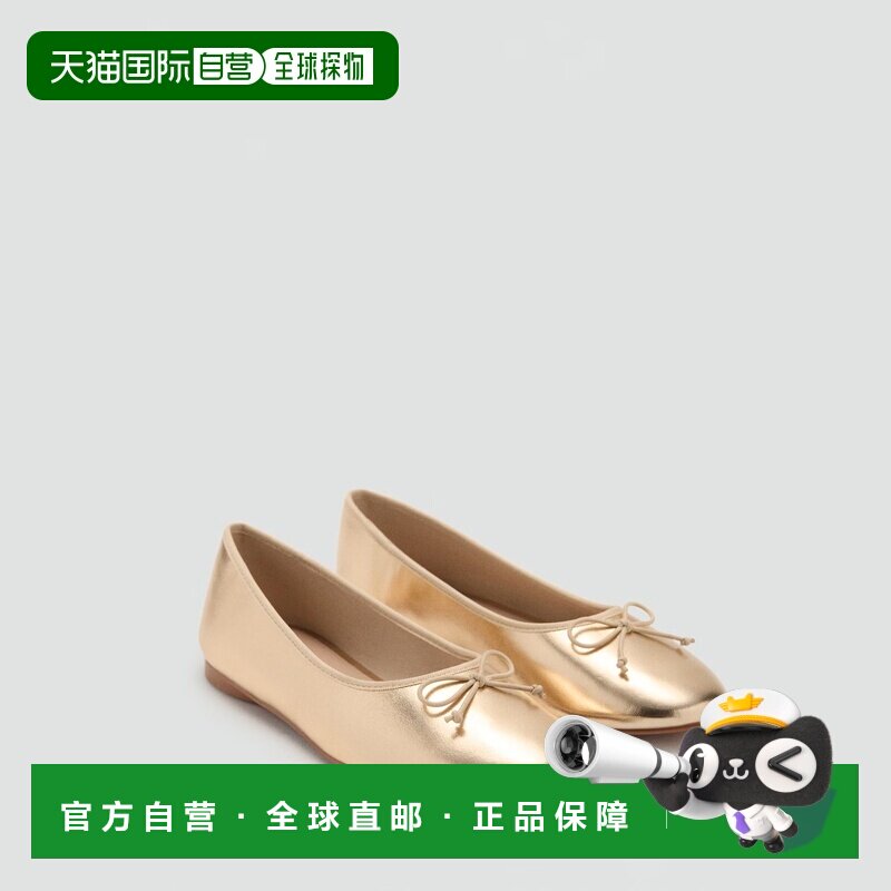 欧洲直邮Mango芒果 儿童金色金属蝴蝶结芭蕾平底鞋图片