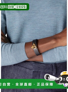 自营欧洲直邮Loro Piana 女士黑色/金色小牛皮手镯手链