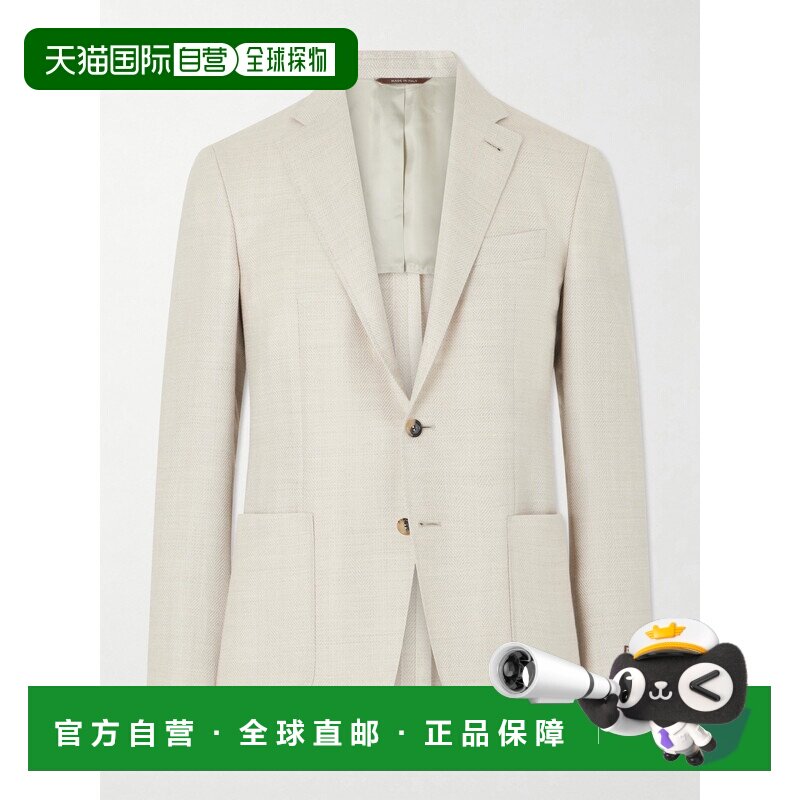 1h可退 香港直邮Canali 康钠丽 男士 Kai 人字纹羊毛亚麻真丝混纺