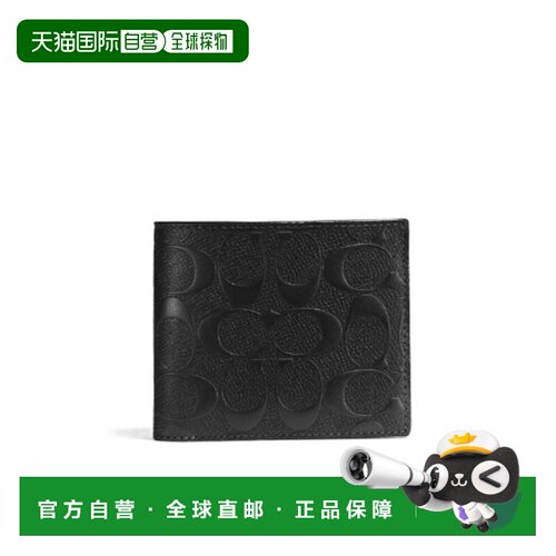 1h可退 香港直邮COACH 男士钱包 CR957BLK SS2024 黑色 徽标折叠