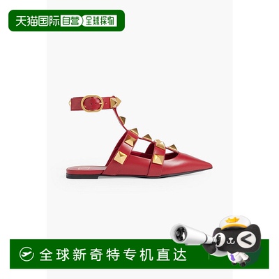 香港直邮Valentino 华伦天奴 女士 罗马铆钉尖头皮质平底鞋 W0S0B