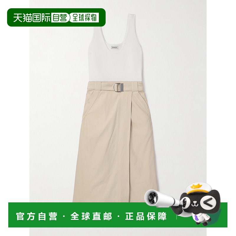 1h可退 香港直邮Simkhai 女士 Camden 束带亚麻混纺弹性针织中长