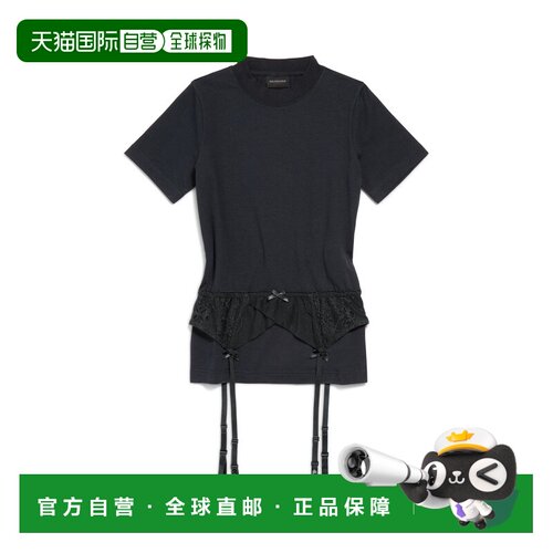 1h可退 香港直邮Balenciaga 巴黎世家 女士 内衣褪色设计黑色T恤