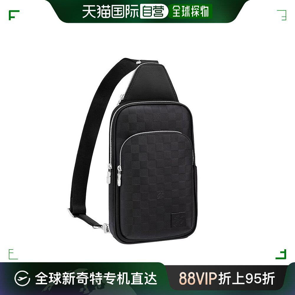 欧洲直邮lv/路易威登 avenue男士黑色小牛皮棋盘格图案斜挎包