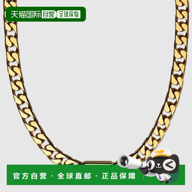 自营欧洲直邮Gucci古驰女士黄金色金属刻字标签链条项链
