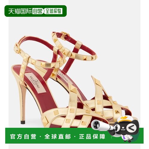 香港直邮valentino 华伦天奴 女士 Studdy 金属感皮质凉鞋