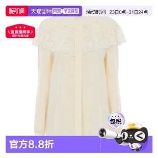 衬衫 长袖 CH25AHT56077蕾丝复古花边圆领 香港直邮Chloe 1h可退