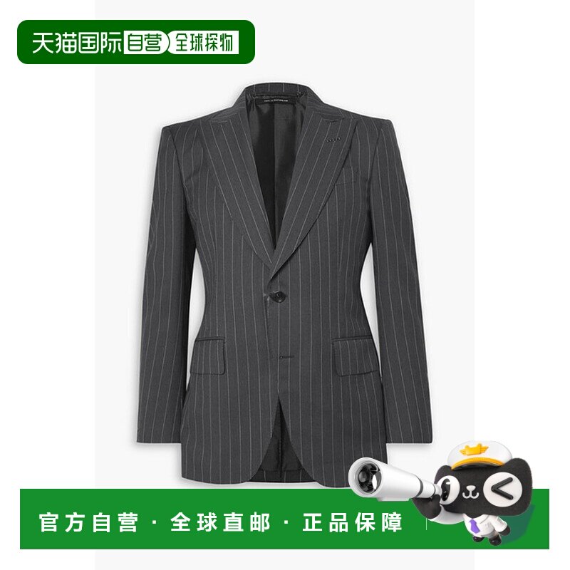 香港直邮Tom Ford 汤姆 福特 男士 修身细条纹羊毛马海毛混纺西装