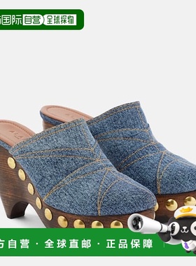 香港直邮Alaia 女士 Le Sabot 牛仔布凉拖 blue蓝色 舒适时尚