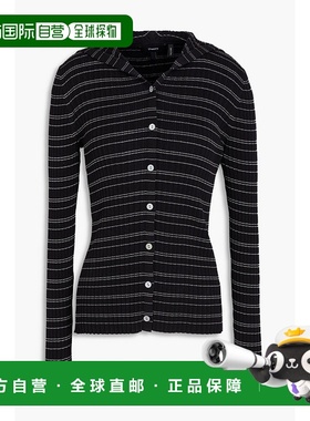 香港直邮THEORY 希尔瑞 女士 条纹罗纹棉混纺连帽针织开衫 P06147