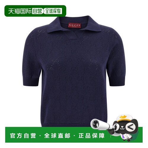 1h可退 欧洲直邮GUCCI 女士POLO衫 856203XKFCO4522 CO 蓝色 Open