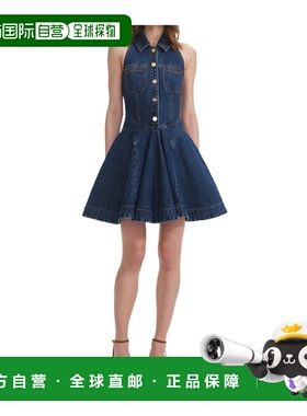 1h可退 香港直邮Self-Portrait 牛仔无袖喇叭迷你连衣裙 PF25-830